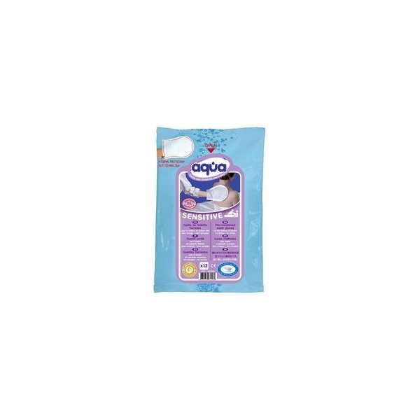 Gants de toilette pré-imbibés - Aqua Sensitive Pack de 12